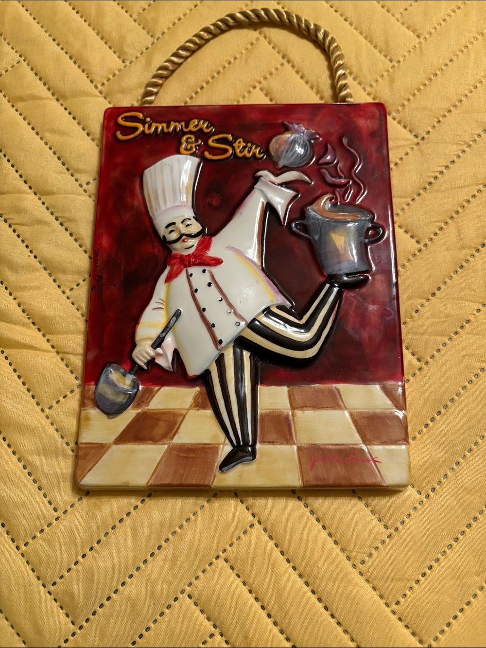 Simmer & Stir Chef Wall Plaque - Red, White, Black